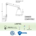 thumbnail image 3 of Kira Home Ellis 18" Gold Swing Arm Wall Sconce, Cone Shades, 2-in-1 Plug In or Hardwired Library Style Gold Wall Lamp, 3 of 9