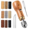 thumbnail image 2 of Leather Sewing Awl Thread Kit, 13 PCS Portable Sewing Awl Kit, Wood Handle Stitching Awl, Manual Sewing Awl with Needles & Waxed Thread, Hand Stitcher Repair Tool for Leather, Heavy Fabrics, Canvas, 2 of 5
