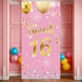 thumbnail image 6 of Pink Theme Happy 16th Birthday Banner Gold Glitter Sweet 16 Banner Decor Star Pattern 16th Birthday Party Banner for Sweet 16 Party Teen Birthday Celebration Girls Party, 6 of 9