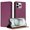Purple, variant on Wallet Case for iPhone 15 Pro, Premium PU Leather Magnetic Flip Folio Case with Credit Card Slots Multi-angle Kickstand Shockproof Protective Phone Case Cover, Rosegold