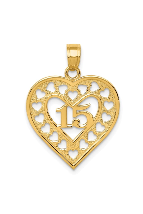 14k Yellow Gold 15 in Cut-out Heart Frame Pendant