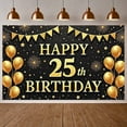 thumbnail image 3 of Golden Theme Happy 25th Birthday Banner Black Background 25th Birthday Display Shiny Stars Golden Balloons Birthday Party Backdrop for 25th Birthday Party Indoor Decoration Party Photo Shoot, 3 of 9