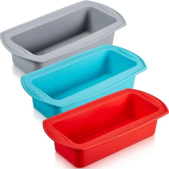 Artrylin 2 Pieces Silicone Loaf Pan Silicone Bread Loaf Cake Mold Nonstick Silicone Loaf Baking Pan for Homemade Cake, Break, Meatloaf, Quiche - Red&Blue