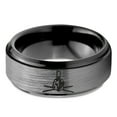 thumbnail image 2 of Tungsten Greek Roman Helmet Mohawk Crossed Spears Band Ring 8mm Men Women Comfort Fit Black Step Bevel Edge Brushed Gray Polished, 2 of 4