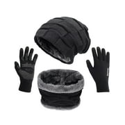 MAYLISACC Unisex Hats Gloves Scarves Winter Beanie Hat Scarf and Touch Screen Gloves Thermal Set for Men Women
