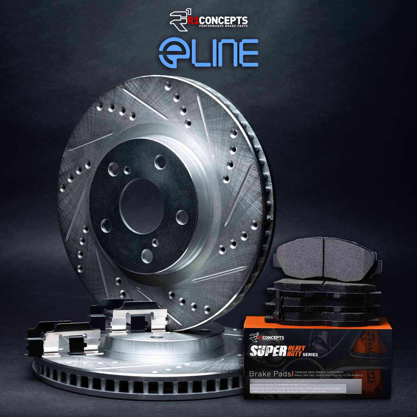 R1 Concepts Front Brakes and Rotors Kit |Front Brake Pads| Brake Rotors and Pads| Super Duty Brake Pads and Rotors| Hardware Kit WGXH1-48075