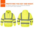 thumbnail image 2 of Sudaderas con capucha Hi Vis para hombre, sudadera reflectante con cremallera completa, amarilla, XXL, 2 of 7