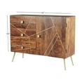 thumbnail image 4 of DecMode 46" x 36" Brown Metal 3 Drawers 1 Shelf and 2 Doors Buffet with Gold Inlay, 1-Piece, 4 of 14