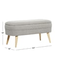 thumbnail image 4 of DecMode Polyester Rounded Upholstered Boucle Storage Bench with Wood Legs, Gray, 4 of 16