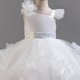 thumbnail image 4 of Vestido sin mangas con cuello redondo para niña, elegante, de malla con purpurina, con lazo irregular y degradado de colores, falda de poliéster., 4 of 4