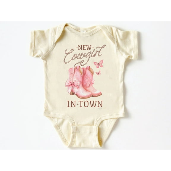 New cowgirl in town Baby Bodysuit ,Funny New Born New Parent Baby Onesie®, New Mom Gift, Baby Shower Gift , Short Sleeve Tee Bella
