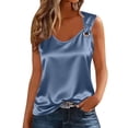 thumbnail image 2 of Women's Tank Tops Loose Women's Elegant Satin Tank Top Asymmetrical Strap Solid Color Sleeveless Blouse Shirt for Party Daily Navy 3XL, 2 of 6