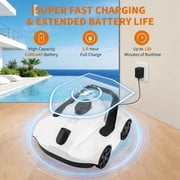 Automatic Robotic Pool Vacuum, Electric Pool Cleaning Robot with Remote Control, Debris Removal System, White