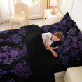 thumbnail image 5 of Homewish Spooky Halloween Skull 7 Pieces Full Size Bedding Sets,Bohemian Damask Full Size Bed in a Bag,Black Purple,Black Reversible, 5 of 8