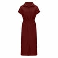 thumbnail image 2 of Abtuhar Dresses for Women,Summer Women's Casual Solid Color Sleeves Round Neck Dress, 2 of 3