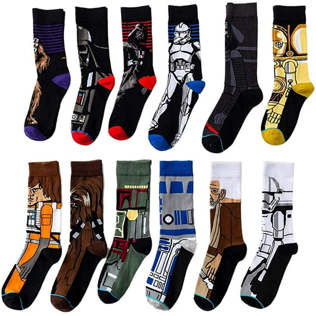 12 pares de calcetines deportivos de algodón Star Wars para hombre, calcetines atléticos casuales Adepaton CJWUS-6831
