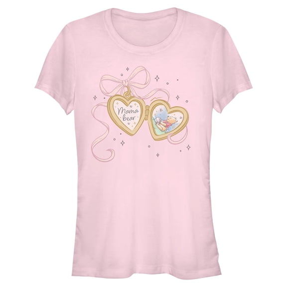 Juniors Winnie the Pooh Bow Heart Locket Bear T Shirt