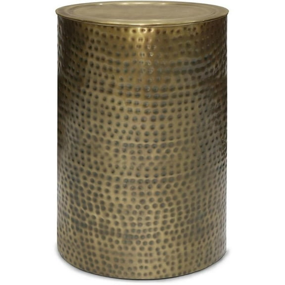 Allora 16" Contemporary Metal Side Table in Hammered Antique Gold