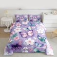 thumbnail image 2 of Homewish Dreamy Purple Butterfly Bedding Comforter Set for Teens, Kawaii Blossoms Flower Twin Comforter Sets, Cute Cartoon Animal Reversible Bedding Set, Microfiber Bedroom Decor, 2 Pieces, 2 of 8