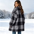 thumbnail image 5 of cocolona Oversized Plaid Jacket for Women Lapel Long Sleeve Button Down Overcoat Casual Fleece Winter Warm Outerwear, 5 of 7