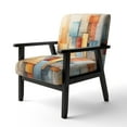 thumbnail image 3 of Designart "Fragmented Perspectives in Cubism III" Teal Abstract Upholstered Accent Chair - Modern Arm Chair For Bedroom, 3 of 5