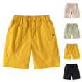 thumbnail image 3 of Ticikt Toddler Boys Cotton Cargo Shorts Boys Solid Color Casual Summer Shorts Elastic Waist Multiple Pockets for Outdoor Activities,Color:Black,12-24 Months, 3 of 4