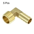 thumbnail image 3 of Brass Hose Barbed Elbow Fitting, 5 Pack 1/2" Barbx1/2" NPT Male 90 Degree, 3 of 6