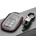 thumbnail image 4 of Vitodeco Genuine Leather Smart Key Keyless Remote Entry Fob Case Cover with Key Chain for Honda Civic, Fit, Accord, Pilot, CR-V (5 Buttons, Black/Red), 4 of 5