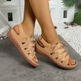 thumbnail image 4 of Hurxie Wedge Sandals for Women Dressy: Comfortable Walking Summer Low Platform Ankle Strap Open Toe Casual Dressy Women Flat Sandal Yellow 37, 4 of 7