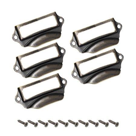 - Label Holder Pull Handles, Vintage Iron Bronze Tone 69x29mm 5 Pcs w Screws