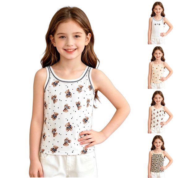 Asxite Toddler Girls Tank Top Print Sleeveless Casual Loose Breathable Summer Blouses 0-12Y