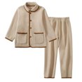 thumbnail image 1 of Toddler Fleece Pajamas Set Winter Solid Warm Home Wear, 1 of 3