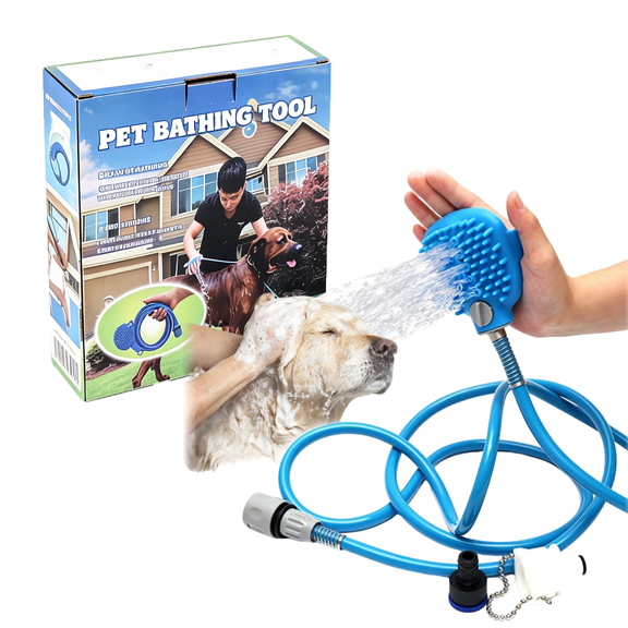 LAKNUY 78.7in Pet Grooming Massage Bathing Sprayer for Dogs Cats with Safe Operation, Wrist Strap, Control Switch & Dual Faucet Adapters