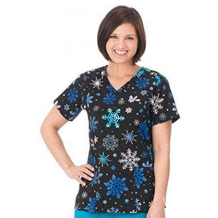 Biore B I O Mock Wrap Scrub Top Frozen Snowflakes Xxxxx Large