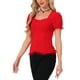 thumbnail image 4 of CAMISA VICTORIANA INSPIRADA CHIC PARA MUJERES CON ESCOTE CORAZÓN Y MANGAS ABULLONADAS, BLUSA GÓTICA CON LACITOS PARA HALLOWEEN, TAMAÑO XS, ROJO, 4 of 6