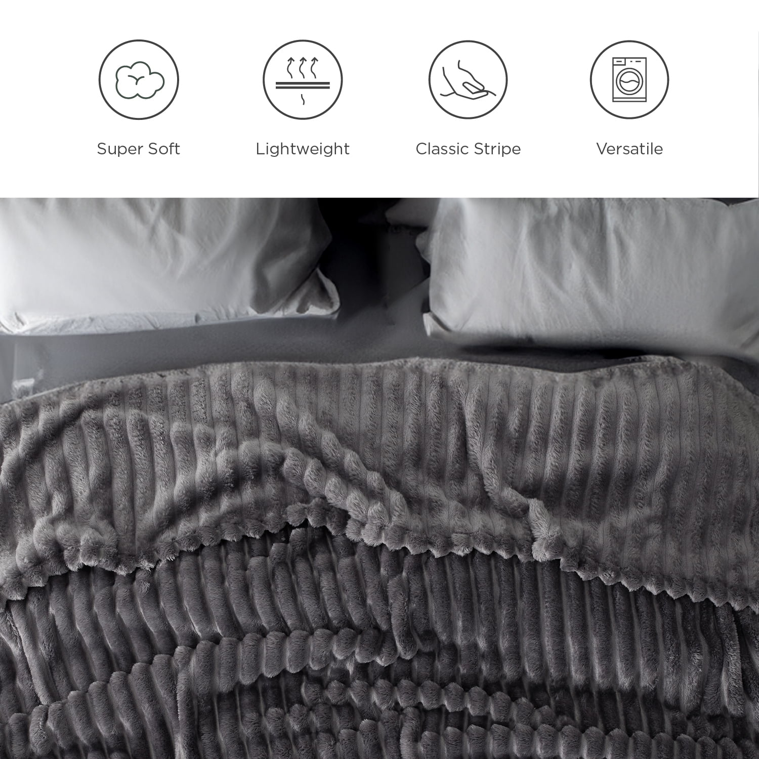 Cozy Comfort Grey Fleece Queen Blanket for Couch - Super Soft Cozy Blankets for Women, Girls, 90x90 inches