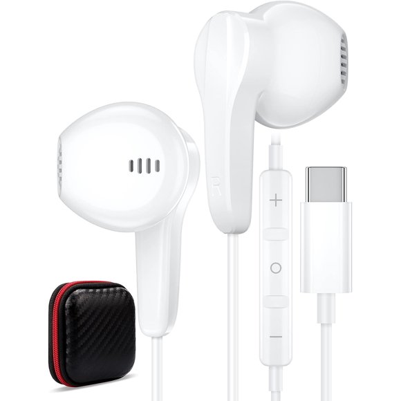 GFDYREE Wired Headphones for Samsung Galaxy S24 Ultra S23 FE S22 S21 S20 USB Type C Earbuds Corded Earphones with Volume Control Noise Canceling Stereo Headset for Galaxy A54 A53 5G Pixel 7