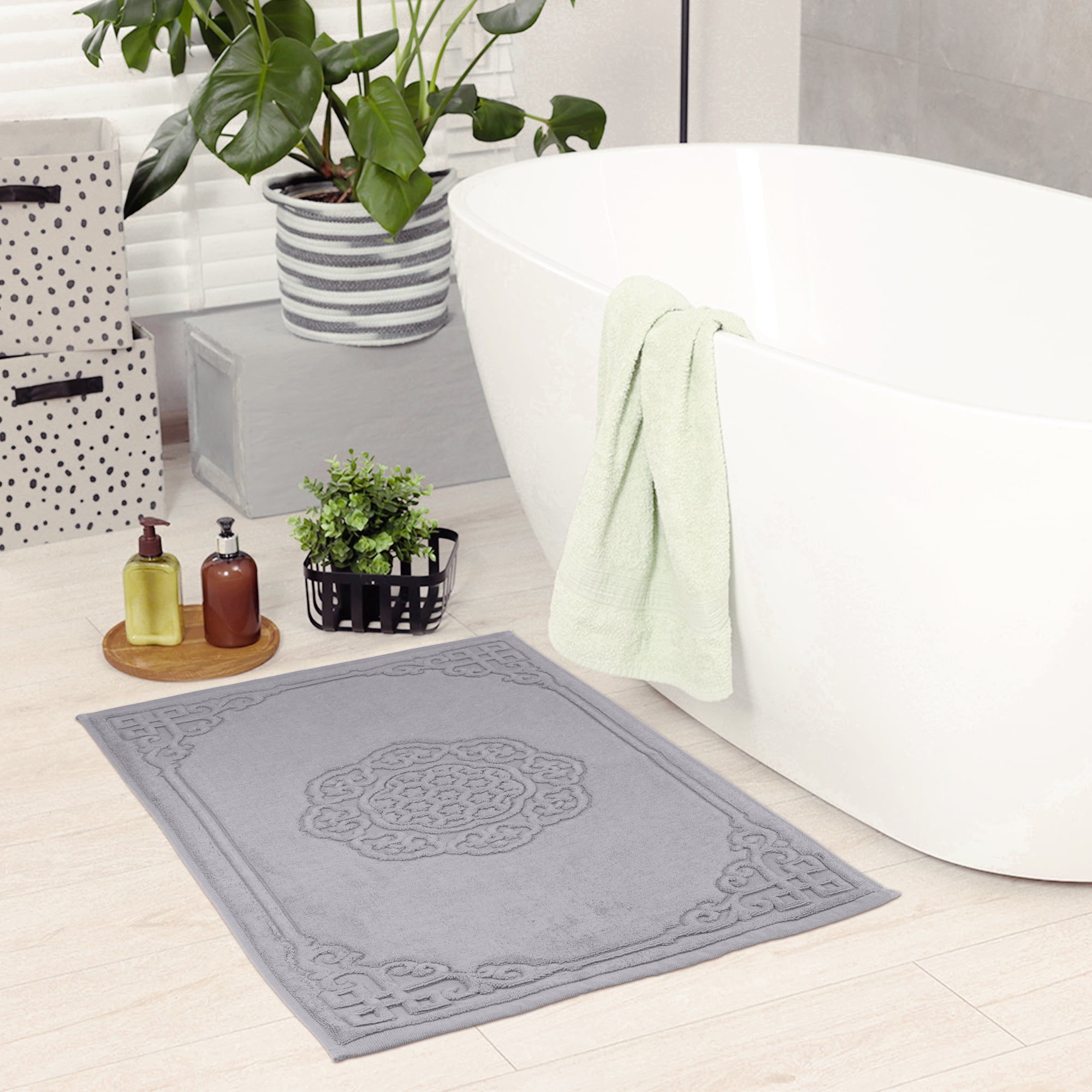 Unique Bargains Absorbent and Machine Washable Shower Bathroom Floor Towel Grey