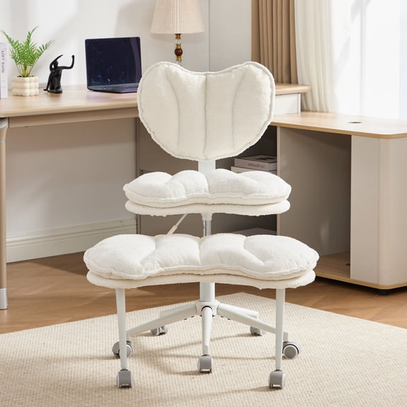 S-HOME Meditation Chair Plus in Soft Teddy Fleece with Double-Layer Padding Adjustable Stool for Fidgety Sitters