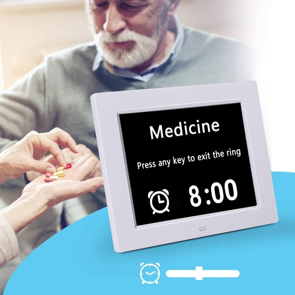 LeeQinersw 8 Large Screen Display Digital Calendar Day Clock 12 Alarm Alzheimers Sufferers