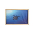 thumbnail image 1 of Ocean Wall Art with Frame, Turtle Swims to the Surface of Deep Sea the Sun Rays Nature Picture Art, Printed Fabric Poster for Bathroom Living Room, 35" x 23", Aqua Navy Brown, by Ambesonne, 1 of 2