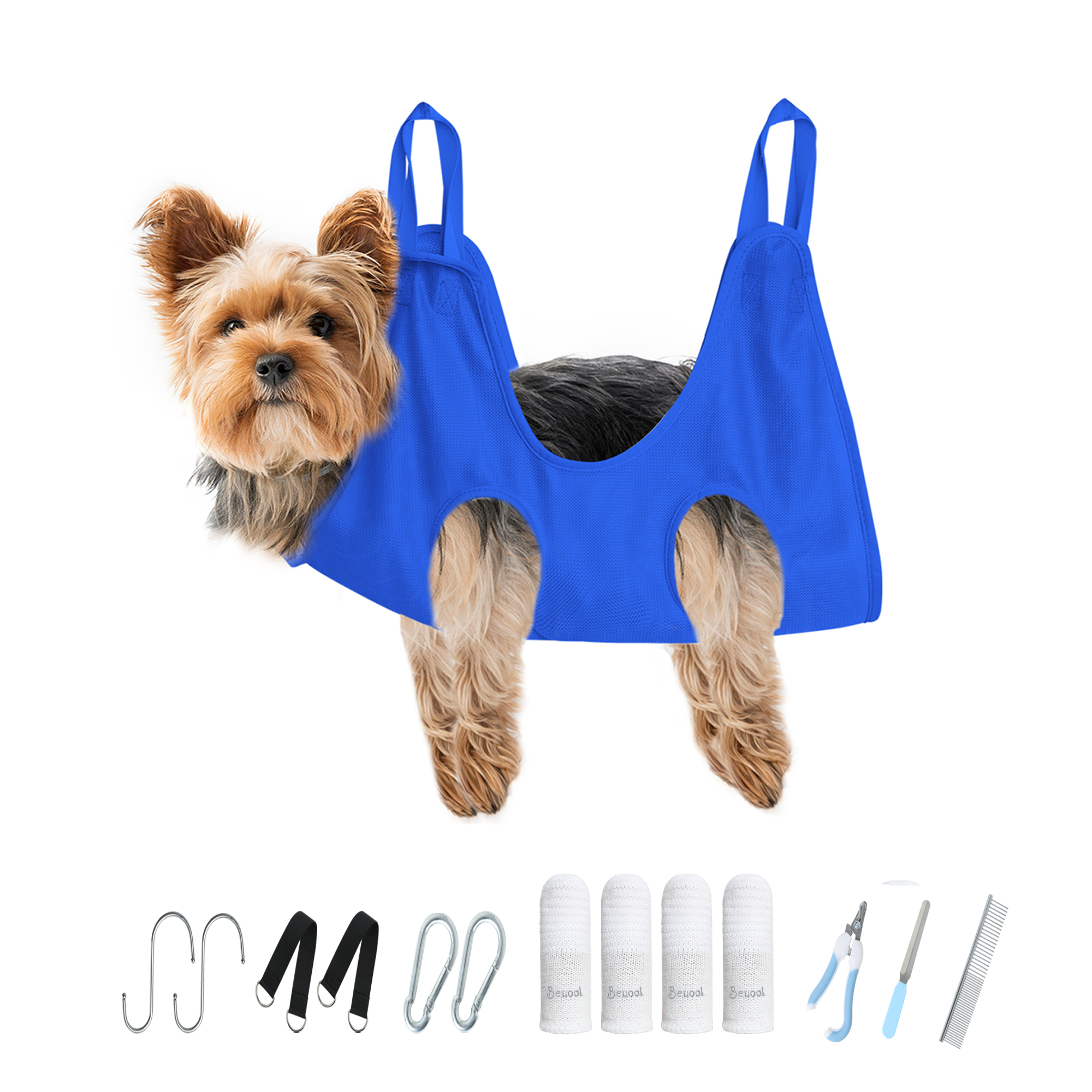 Beuool Dog Grooming Hammock for Nail Trimming Blue Small Size