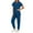 03-Navy, variant on Ecqkame Scrub for Women Sets Solid V-Neck Short Sleeve Tops and Long Pants Nurse's Workwear Lightweight Suits with Pockets Black-A S