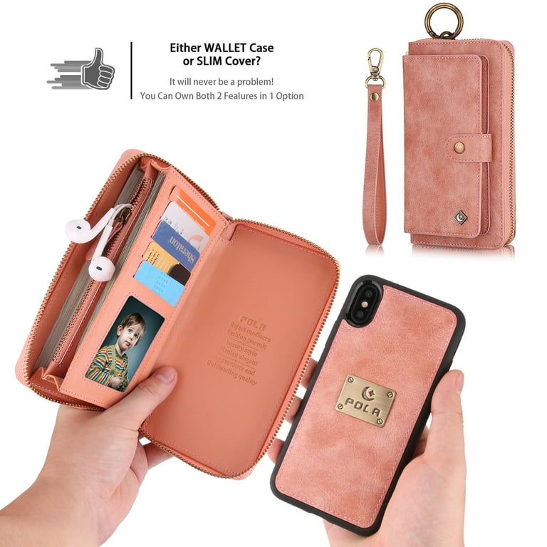  Mefon iPhone Xs Max Detachable Leather Wallet Phone Case with  Tempered Glass and Wrist Strap, Support Wireless Charging, Durable Slim,  Luxury Magnetic Flip Folio Cases for iPhone Xs Max 6.5 (Sea