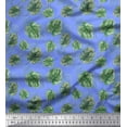 thumbnail image 1 of Soimoi Blue Cotton Cambric Fabric Monstera Leaves Print Fabric by the Yard 58 Inch Wide, 1 of 3