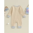 thumbnail image 5 of FEORJGP Infant Baby Ribbed Jumpsuits Newborn Girls Boys Rompers Casual Contrast Color Round Neck Rompers Zipper Long Sleeve Bodysuit Soft Loungewear, 5 of 9