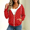 thumbnail image 6 of Lutiedan Womens Oversized Zip Up Polka Dot Hoodies Long Sleeve Hooded Sweatshirts Casual Fleece Lined Sweatshirts S-XXL, 6 of 8