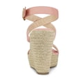 thumbnail image 2 of BLISSFUL STEP Chaussures pour Femmes Sandales Espadrilles à Talon Compensé Slingback à Brides Croisées Rose 8,5, 2 of 7