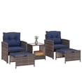thumbnail image 1 of Outsunny 5 Piece Patio Furniture Set with Ottomans Cushions, Brown/Blue, 1 of 10