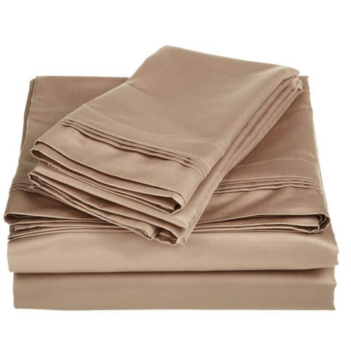 Olympic Queen Sheet Set Triple Pleated 600 Thread Count 100% Cotton Sateen Solid 